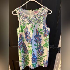 Lilly Pulitzer Ricci Lattice Front Blue Bonnets Dress Size 8